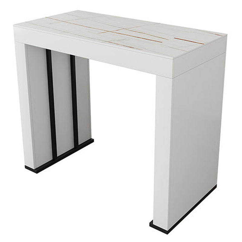 Stone Top Bar Dining Table Contemporary Bar Dining Table with Sled Base 47.2"L x 15.7"W x 41.3"H Black White Gold Clearhalo 'Bar Furniture' 'Bar Tables' 'bar_tables' 'furn' 'furn_bar_tables' 'Furniture' 'furniture_bar_tables' 'Kitchen & Dining Furniture' 4807321