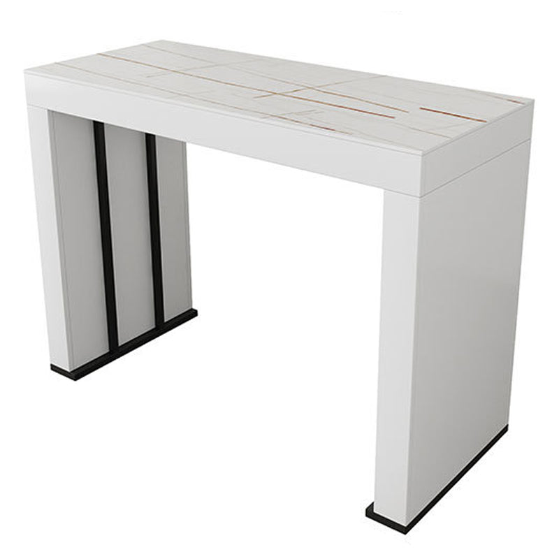 Stone Top Bar Dining Table Contemporary Bar Dining Table with Sled Base 55.1"L x 19.7"W x 41.3"H Black White Gold Clearhalo 'Bar Furniture' 'Bar Tables' 'bar_tables' 'furn' 'furn_bar_tables' 'Furniture' 'furniture_bar_tables' 'Kitchen & Dining Furniture' 4807322