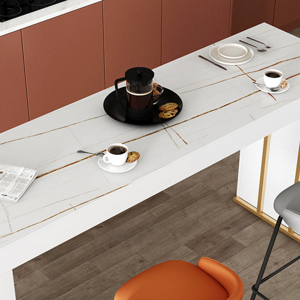 Stone Top Bar Dining Table Contemporary Bar Dining Table with Sled Base Clearhalo 'Bar Furniture' 'Bar Tables' 'bar_tables' 'furn' 'furn_bar_tables' 'Furniture' 'furniture_bar_tables' 'Kitchen & Dining Furniture' 4807325