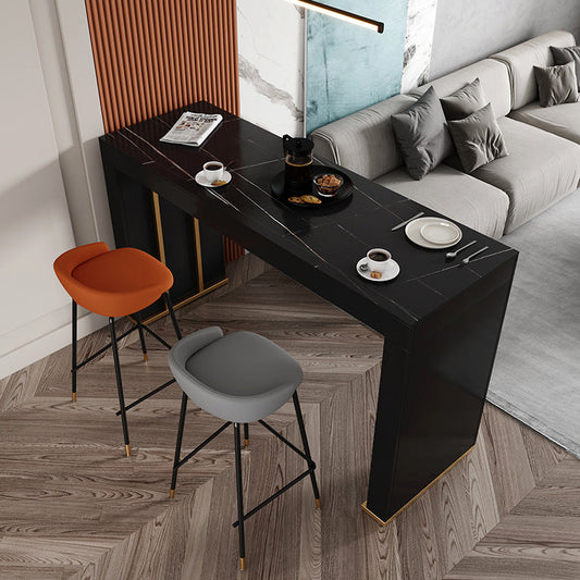 Stone Top Bar Dining Table Contemporary Bar Dining Table with Sled Base Clearhalo 'Bar Furniture' 'Bar Tables' 'bar_tables' 'furn' 'furn_bar_tables' 'Furniture' 'furniture_bar_tables' 'Kitchen & Dining Furniture' 4807327