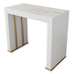 Stone Top Bar Dining Table Contemporary Bar Dining Table with Sled Base 47.2"L x 15.7"W x 41.3"H Gold White Gold Clearhalo 'Bar Furniture' 'Bar Tables' 'bar_tables' 'furn' 'furn_bar_tables' 'Furniture' 'furniture_bar_tables' 'Kitchen & Dining Furniture' 4807328
