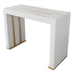 Stone Top Bar Dining Table Contemporary Bar Dining Table with Sled Base 55.1"L x 19.7"W x 41.3"H Gold White Gold Clearhalo 'Bar Furniture' 'Bar Tables' 'bar_tables' 'furn' 'furn_bar_tables' 'Furniture' 'furniture_bar_tables' 'Kitchen & Dining Furniture' 4807330
