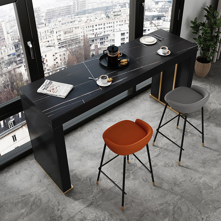 Stone Top Bar Dining Table Contemporary Bar Dining Table with Sled Base Clearhalo 'Bar Furniture' 'Bar Tables' 'bar_tables' 'furn' 'furn_bar_tables' 'Furniture' 'furniture_bar_tables' 'Kitchen & Dining Furniture' 4807332