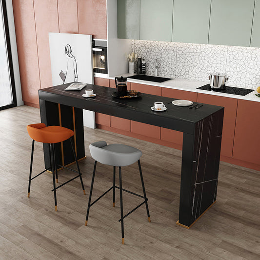 Stone Top Bar Dining Table Contemporary Bar Dining Table with Sled Base Clearhalo 'Bar Furniture' 'Bar Tables' 'bar_tables' 'furn' 'furn_bar_tables' 'Furniture' 'furniture_bar_tables' 'Kitchen & Dining Furniture' 4807336