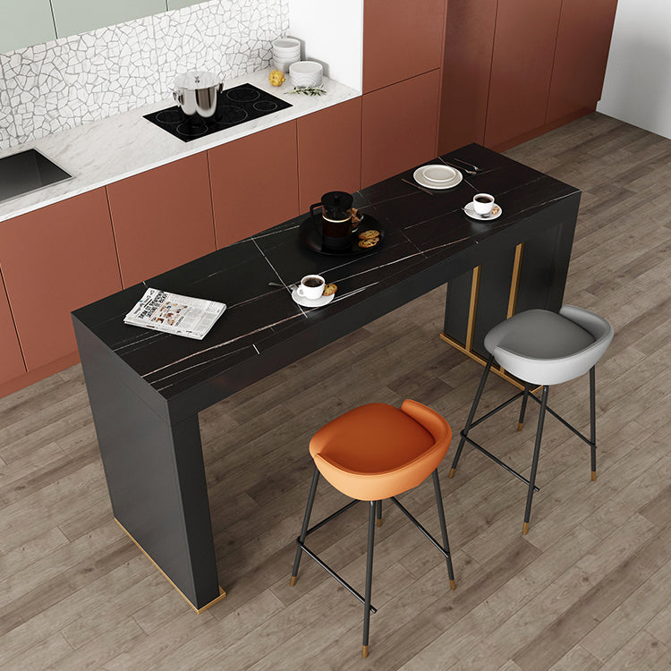 Stone Top Bar Dining Table Contemporary Bar Dining Table with Sled Base Clearhalo 'Bar Furniture' 'Bar Tables' 'bar_tables' 'furn' 'furn_bar_tables' 'Furniture' 'furniture_bar_tables' 'Kitchen & Dining Furniture' 4807338