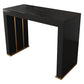 Stone Top Bar Dining Table Contemporary Bar Dining Table with Sled Base 55.1"L x 19.7"W x 41.3"H Gold Black Clearhalo 'Bar Furniture' 'Bar Tables' 'bar_tables' 'furn' 'furn_bar_tables' 'Furniture' 'furniture_bar_tables' 'Kitchen & Dining Furniture' 4807339