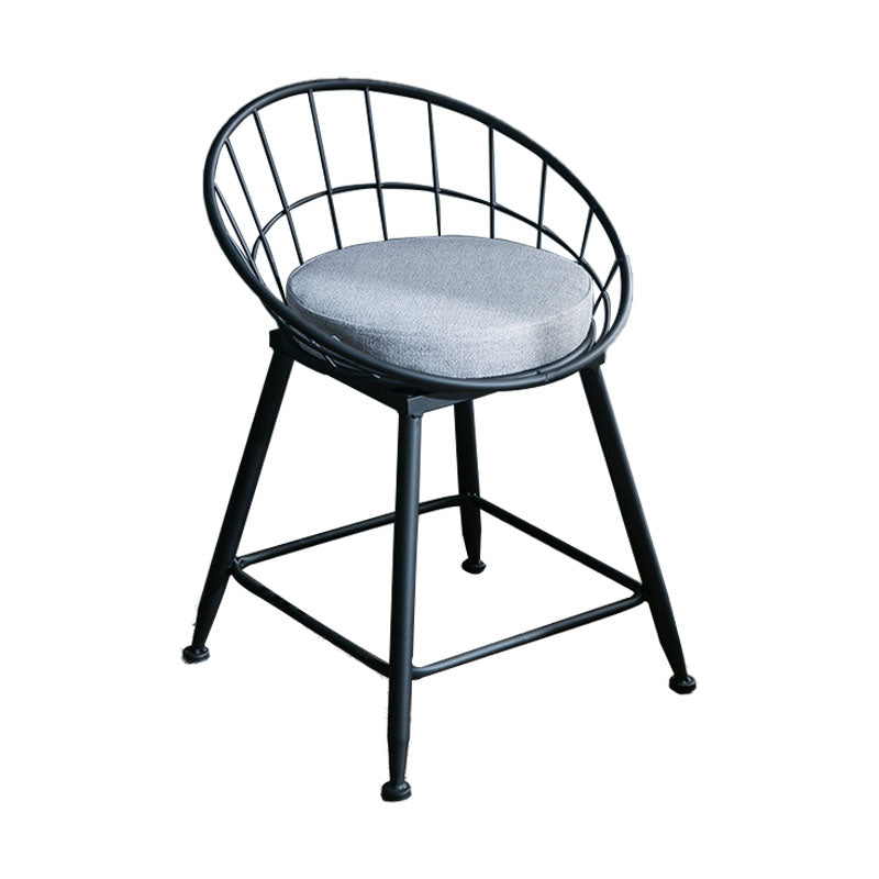 Scandinavian Design Bucket Counter Stool for Home Upholstered Bar Stools with Metal Base Black 1 Piece Short Stool(18"H) Clearhalo 'Bar Furniture' 'Bar Stools' 'bar_stools' 'furn' 'furn_bar_stools' 'Furniture' 'furniture_bar_stools' 'Kitchen & Dining Furniture' 4807348