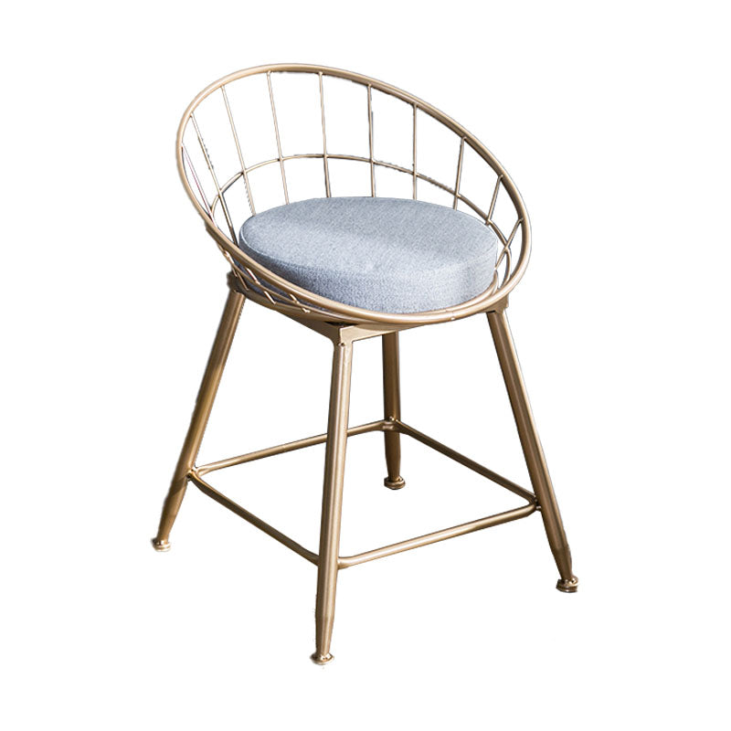 Scandinavian Design Bucket Counter Stool for Home Upholstered Bar Stools with Metal Base Gold 1 Piece Short Stool(18"H) Clearhalo 'Bar Furniture' 'Bar Stools' 'bar_stools' 'furn' 'furn_bar_stools' 'Furniture' 'furniture_bar_stools' 'Kitchen & Dining Furniture' 4807353