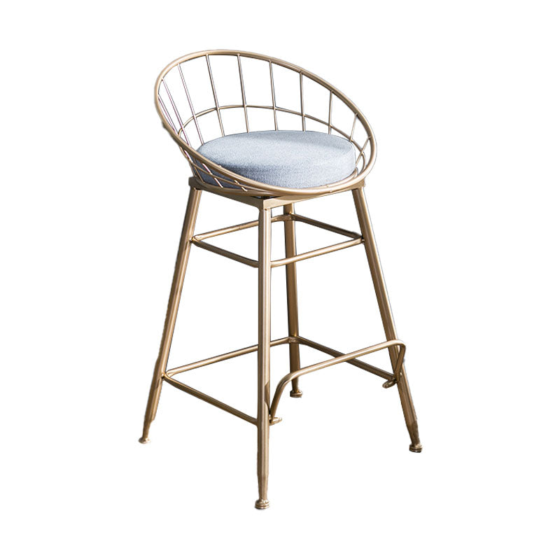 Scandinavian Design Bucket Counter Stool for Home Upholstered Bar Stools with Metal Base Gold 1 Piece Counter Stool(26"H) Clearhalo 'Bar Furniture' 'Bar Stools' 'bar_stools' 'furn' 'furn_bar_stools' 'Furniture' 'furniture_bar_stools' 'Kitchen & Dining Furniture' 4807355
