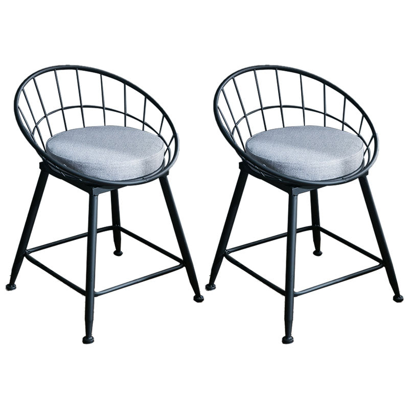 Scandinavian Design Bucket Counter Stool for Home Upholstered Bar Stools with Metal Base Black 2 Piece Set Short Stool(18"H) Clearhalo 'Bar Furniture' 'Bar Stools' 'bar_stools' 'furn' 'furn_bar_stools' 'Furniture' 'furniture_bar_stools' 'Kitchen & Dining Furniture' 4807360