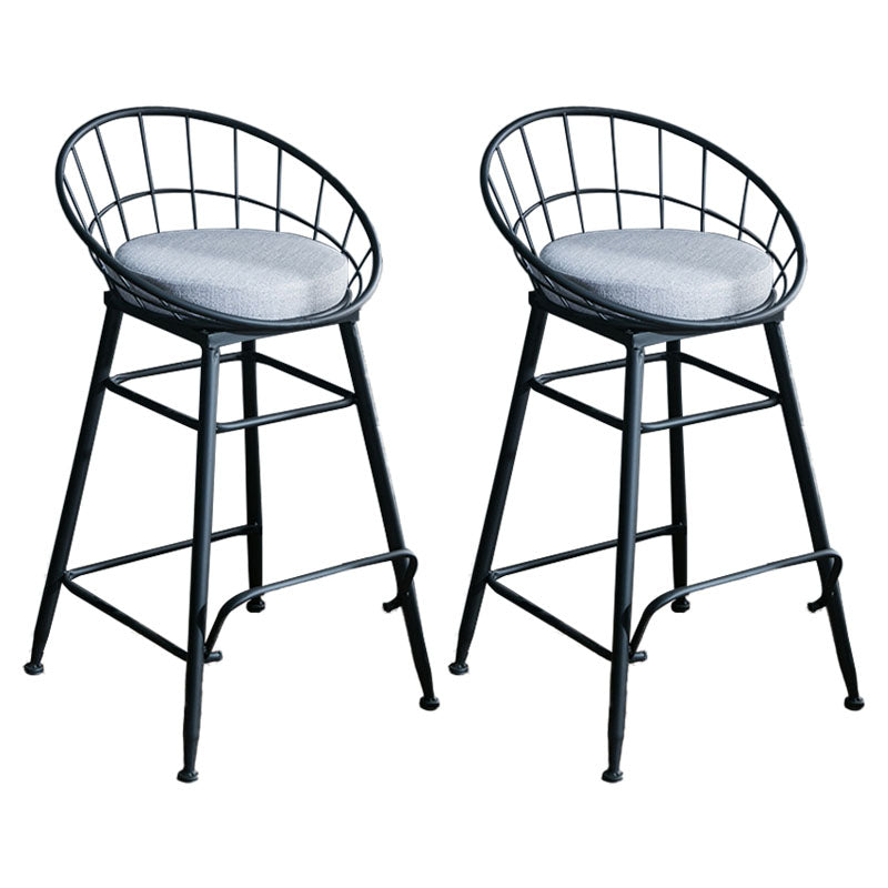 Scandinavian Design Bucket Counter Stool for Home Upholstered Bar Stools with Metal Base Black 2 Piece Set Counter Stool(26"H) Clearhalo 'Bar Furniture' 'Bar Stools' 'bar_stools' 'furn' 'furn_bar_stools' 'Furniture' 'furniture_bar_stools' 'Kitchen & Dining Furniture' 4807362