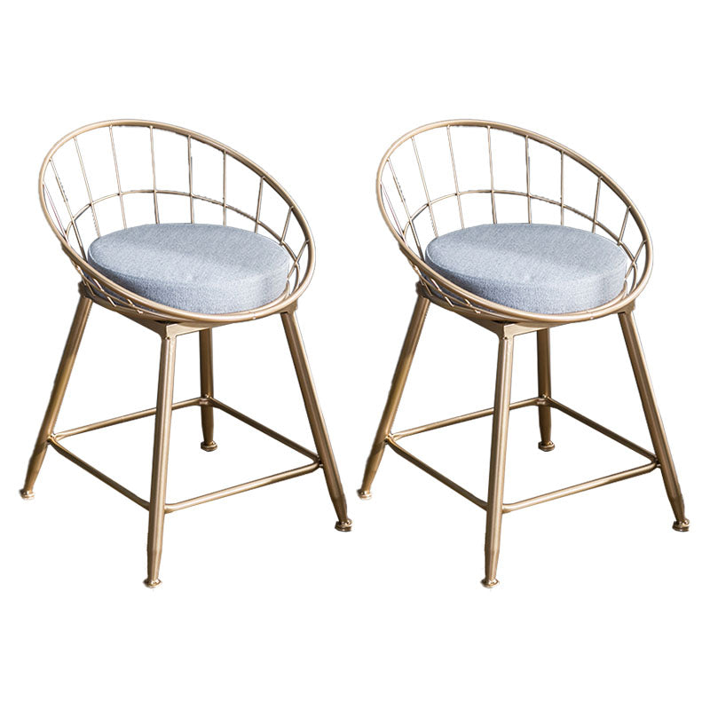 Scandinavian Design Bucket Counter Stool for Home Upholstered Bar Stools with Metal Base Gold 2 Piece Set Short Stool(18"H) Clearhalo 'Bar Furniture' 'Bar Stools' 'bar_stools' 'furn' 'furn_bar_stools' 'Furniture' 'furniture_bar_stools' 'Kitchen & Dining Furniture' 4807365