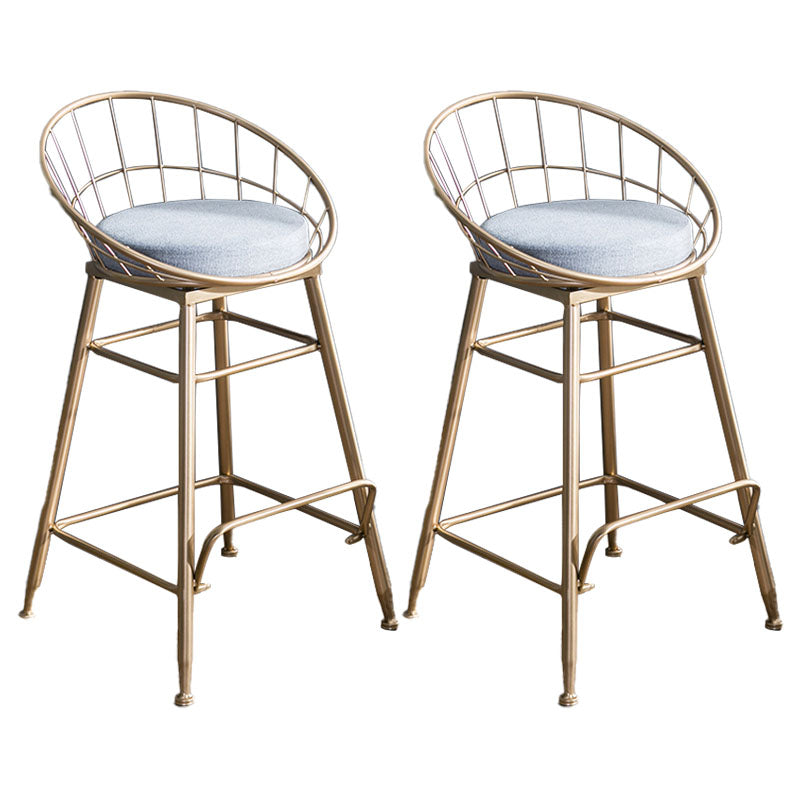 Scandinavian Design Bucket Counter Stool for Home Upholstered Bar Stools with Metal Base Gold 2 Piece Set Counter Stool(26"H) Clearhalo 'Bar Furniture' 'Bar Stools' 'bar_stools' 'furn' 'furn_bar_stools' 'Furniture' 'furniture_bar_stools' 'Kitchen & Dining Furniture' 4807367
