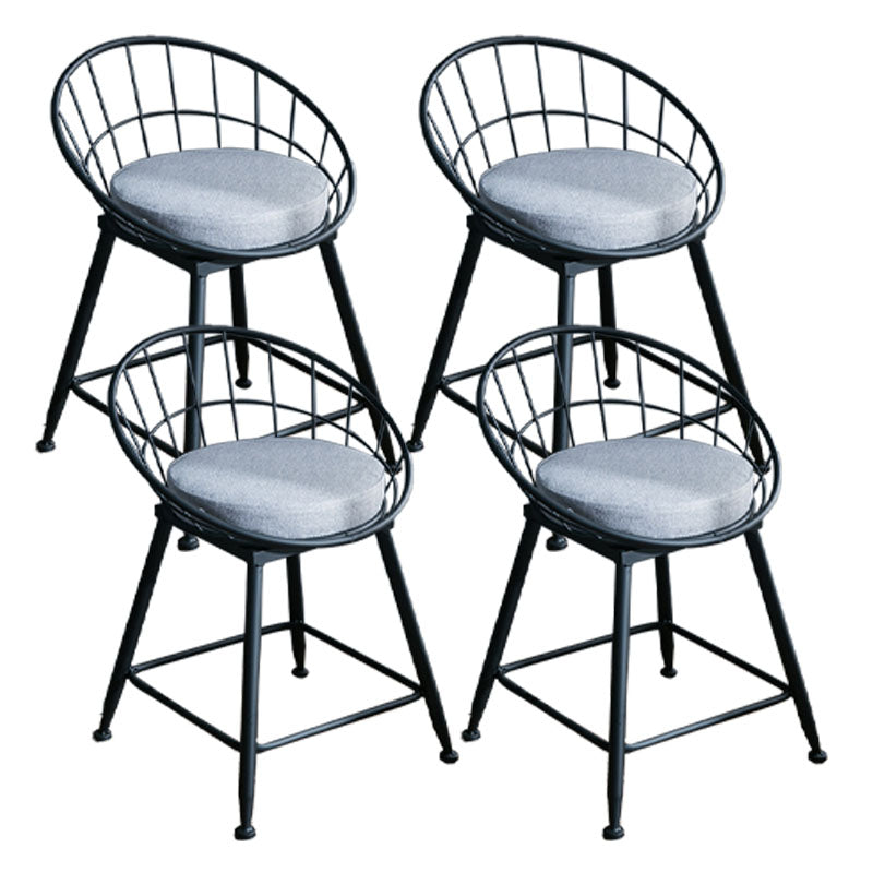 Scandinavian Design Bucket Counter Stool for Home Upholstered Bar Stools with Metal Base Black 4 Piece Set Short Stool(18"H) Clearhalo 'Bar Furniture' 'Bar Stools' 'bar_stools' 'furn' 'furn_bar_stools' 'Furniture' 'furniture_bar_stools' 'Kitchen & Dining Furniture' 4807369