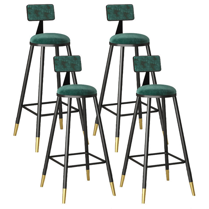 Glam Style Upholstered Fabric Stools Low Back Stools with Cushion Blackish Green 4 Piece Set Clearhalo 'Bar Furniture' 'Bar Stools' 'bar_stools' 'furn' 'furn_bar_stools' 'Furniture' 'furniture_bar_stools' 'Kitchen & Dining Furniture' 4807380