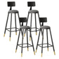 Glam Style Upholstered Fabric Stools Low Back Stools with Cushion Silver Gray 4 Piece Set Clearhalo 'Bar Furniture' 'Bar Stools' 'bar_stools' 'furn' 'furn_bar_stools' 'Furniture' 'furniture_bar_stools' 'Kitchen & Dining Furniture' 4807386