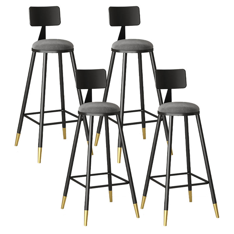Glam Style Upholstered Fabric Stools Low Back Stools with Cushion Silver Gray 4 Piece Set Clearhalo 'Bar Furniture' 'Bar Stools' 'bar_stools' 'furn' 'furn_bar_stools' 'Furniture' 'furniture_bar_stools' 'Kitchen & Dining Furniture' 4807386