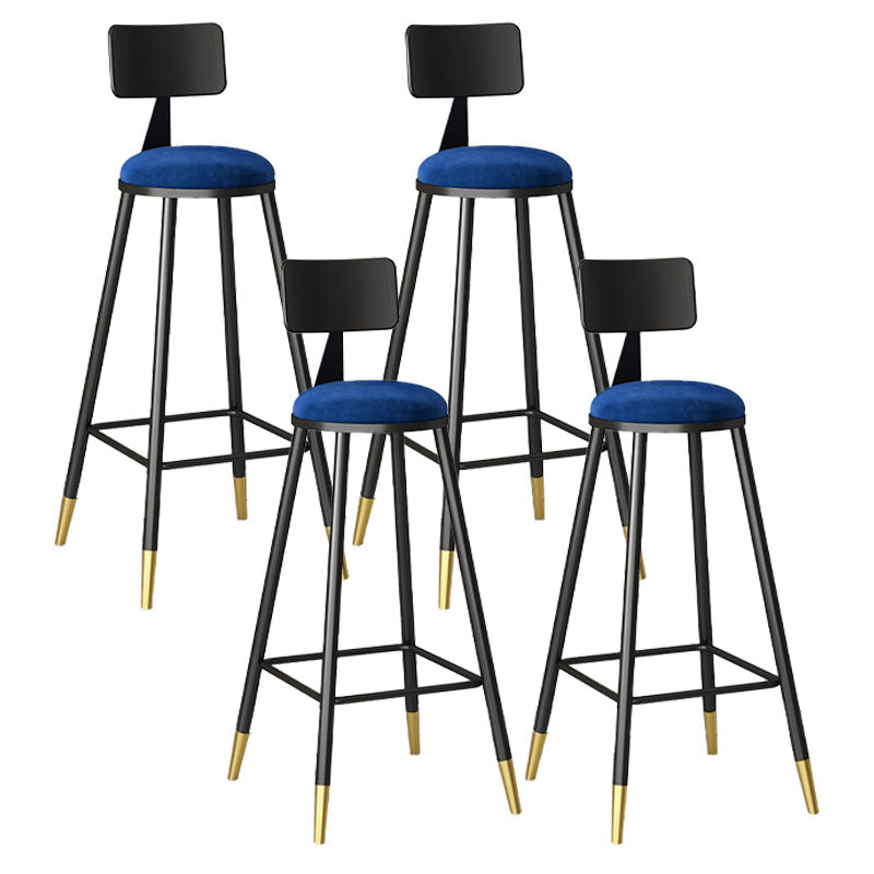 Glam Style Upholstered Fabric Stools Low Back Stools with Cushion Sky Blue 4 Piece Set Clearhalo 'Bar Furniture' 'Bar Stools' 'bar_stools' 'furn' 'furn_bar_stools' 'Furniture' 'furniture_bar_stools' 'Kitchen & Dining Furniture' 4807388