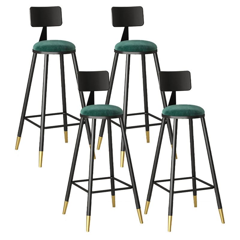 Glam Style Upholstered Fabric Stools Low Back Stools with Cushion Lake Green 4 Piece Set Clearhalo 'Bar Furniture' 'Bar Stools' 'bar_stools' 'furn' 'furn_bar_stools' 'Furniture' 'furniture_bar_stools' 'Kitchen & Dining Furniture' 4807390