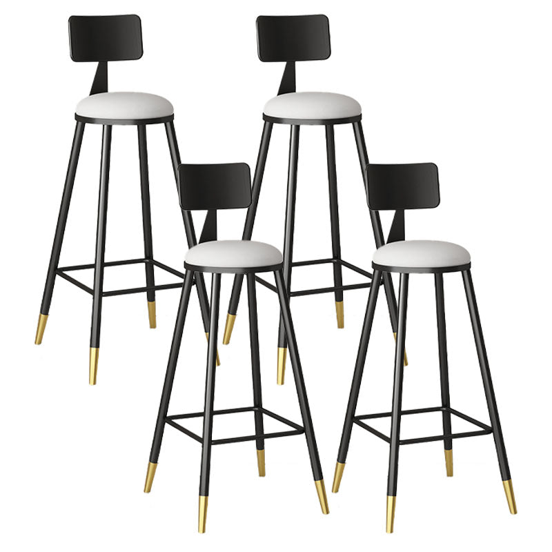 Glam Style Upholstered Fabric Stools Low Back Stools with Cushion Textured White 4 Piece Set Clearhalo 'Bar Furniture' 'Bar Stools' 'bar_stools' 'furn' 'furn_bar_stools' 'Furniture' 'furniture_bar_stools' 'Kitchen & Dining Furniture' 4807392