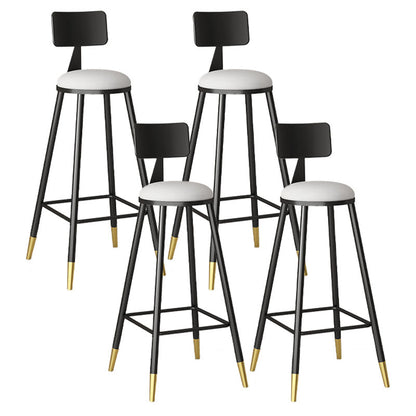 Glam Style Upholstered Fabric Stools Low Back Stools with Cushion Textured White 4 Piece Set Clearhalo 'Bar Furniture' 'Bar Stools' 'bar_stools' 'furn' 'furn_bar_stools' 'Furniture' 'furniture_bar_stools' 'Kitchen & Dining Furniture' 4807392