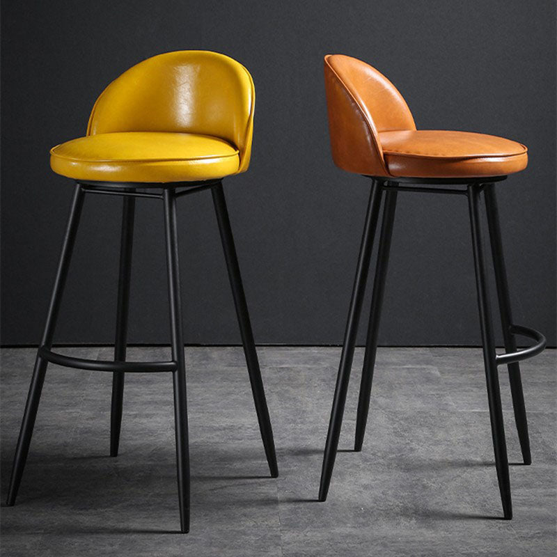 Industrial Leather Counter Stool for Home Round Barstools with Metal Base Clearhalo 'Bar Furniture' 'Bar Stools' 'bar_stools' 'furn' 'furn_bar_stools' 'Furniture' 'furniture_bar_stools' 'Kitchen & Dining Furniture' 4807419