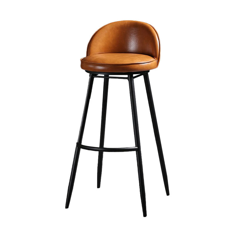 Industrial Leather Counter Stool for Home Round Barstools with Metal Base Orange 1 Piece Clearhalo 'Bar Furniture' 'Bar Stools' 'bar_stools' 'furn' 'furn_bar_stools' 'Furniture' 'furniture_bar_stools' 'Kitchen & Dining Furniture' 4807420
