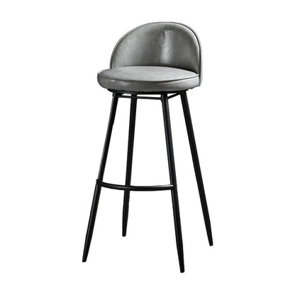 Industrial Leather Counter Stool for Home Round Barstools with Metal Base Grey 1 Piece Clearhalo 'Bar Furniture' 'Bar Stools' 'bar_stools' 'furn' 'furn_bar_stools' 'Furniture' 'furniture_bar_stools' 'Kitchen & Dining Furniture' 4807422