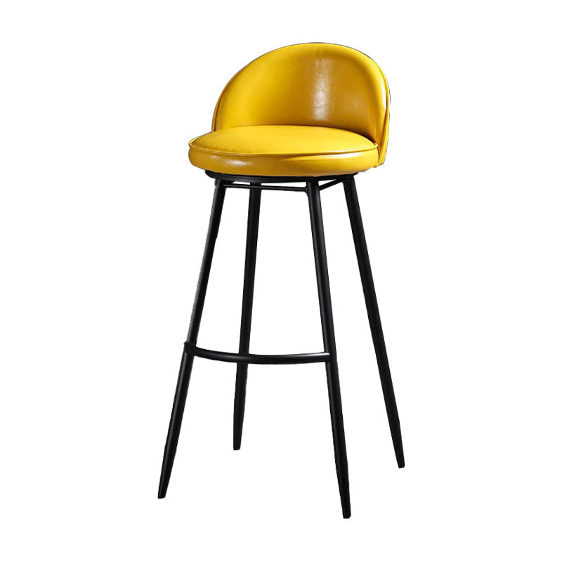 Industrial Leather Counter Stool for Home Round Barstools with Metal Base Yellow 1 Piece Clearhalo 'Bar Furniture' 'Bar Stools' 'bar_stools' 'furn' 'furn_bar_stools' 'Furniture' 'furniture_bar_stools' 'Kitchen & Dining Furniture' 4807423