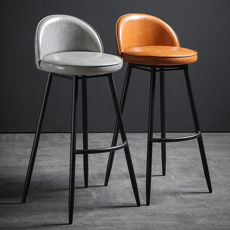 Industrial Leather Counter Stool for Home Round Barstools with Metal Base Clearhalo 'Bar Furniture' 'Bar Stools' 'bar_stools' 'furn' 'furn_bar_stools' 'Furniture' 'furniture_bar_stools' 'Kitchen & Dining Furniture' 4807424