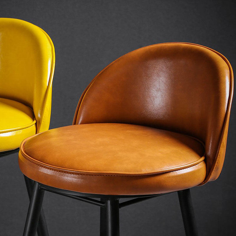 Industrial Leather Counter Stool for Home Round Barstools with Metal Base Clearhalo 'Bar Furniture' 'Bar Stools' 'bar_stools' 'furn' 'furn_bar_stools' 'Furniture' 'furniture_bar_stools' 'Kitchen & Dining Furniture' 4807425
