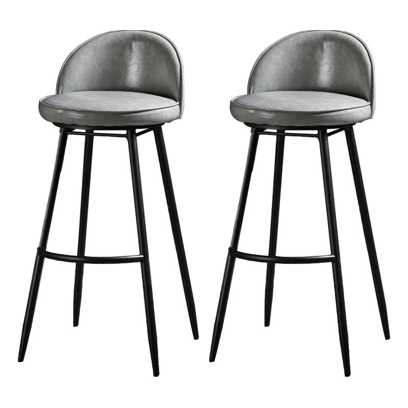 Industrial Leather Counter Stool for Home Round Barstools with Metal Base Grey 2 Piece Set Clearhalo 'Bar Furniture' 'Bar Stools' 'bar_stools' 'furn' 'furn_bar_stools' 'Furniture' 'furniture_bar_stools' 'Kitchen & Dining Furniture' 4807428