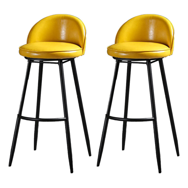 Industrial Leather Counter Stool for Home Round Barstools with Metal Base Yellow 2 Piece Set Clearhalo 'Bar Furniture' 'Bar Stools' 'bar_stools' 'furn' 'furn_bar_stools' 'Furniture' 'furniture_bar_stools' 'Kitchen & Dining Furniture' 4807430