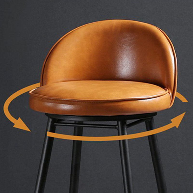 Industrial Leather Counter Stool for Home Round Barstools with Metal Base Clearhalo 'Bar Furniture' 'Bar Stools' 'bar_stools' 'furn' 'furn_bar_stools' 'Furniture' 'furniture_bar_stools' 'Kitchen & Dining Furniture' 4807433