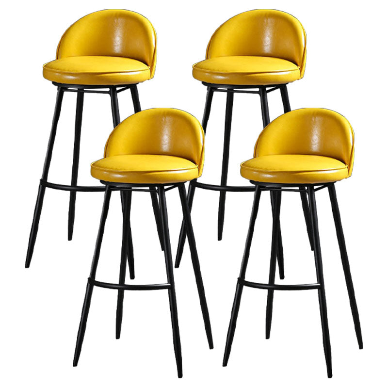 Industrial Leather Counter Stool for Home Round Barstools with Metal Base Yellow 4 Piece Set Clearhalo 'Bar Furniture' 'Bar Stools' 'bar_stools' 'furn' 'furn_bar_stools' 'Furniture' 'furniture_bar_stools' 'Kitchen & Dining Furniture' 4807435