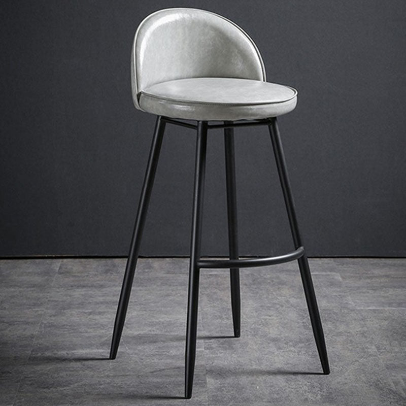 Industrial Leather Counter Stool for Home Round Barstools with Metal Base Clearhalo 'Bar Furniture' 'Bar Stools' 'bar_stools' 'furn' 'furn_bar_stools' 'Furniture' 'furniture_bar_stools' 'Kitchen & Dining Furniture' 4807438