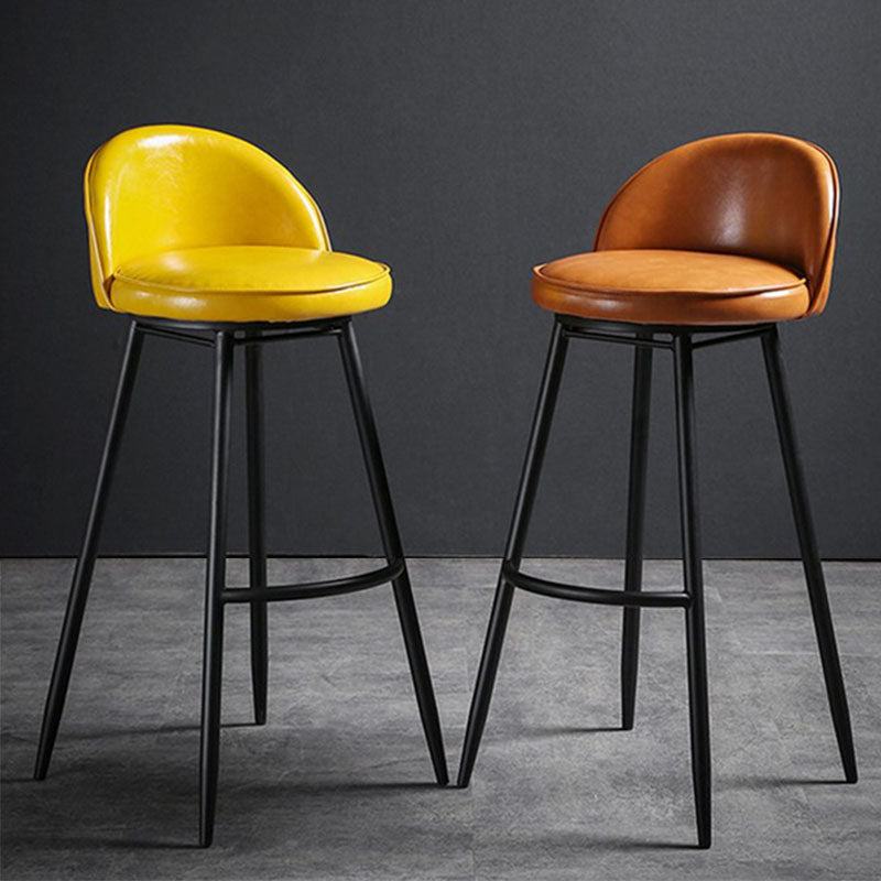 Industrial Leather Counter Stool for Home Round Barstools with Metal Base Clearhalo 'Bar Furniture' 'Bar Stools' 'bar_stools' 'furn' 'furn_bar_stools' 'Furniture' 'furniture_bar_stools' 'Kitchen & Dining Furniture' 4807441
