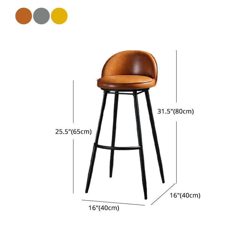 Industrial Leather Counter Stool for Home Round Barstools with Metal Base Clearhalo 'Bar Furniture' 'Bar Stools' 'bar_stools' 'furn' 'furn_bar_stools' 'Furniture' 'furniture_bar_stools' 'Kitchen & Dining Furniture' 4807442