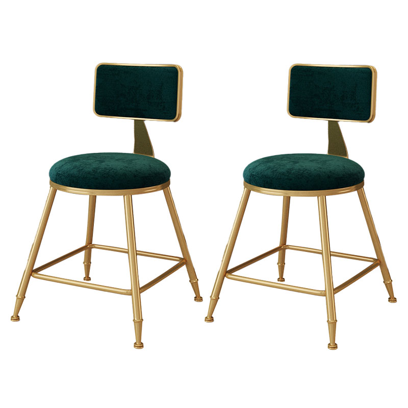 Scandinavian Round Barstools for Home Armless Stools with Metal Base Blackish Green 2 Piece Set Short Stool(18"H) Clearhalo 'Bar Furniture' 'Bar Stools' 'bar_stools' 'furn' 'furn_bar_stools' 'Furniture' 'furniture_bar_stools' 'Kitchen & Dining Furniture' 4807445