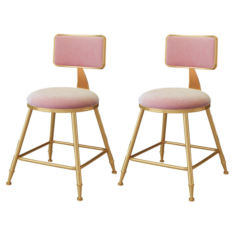 Scandinavian Round Barstools for Home Armless Stools with Metal Base Pink 2 Piece Set Short Stool(18"H) Clearhalo 'Bar Furniture' 'Bar Stools' 'bar_stools' 'furn' 'furn_bar_stools' 'Furniture' 'furniture_bar_stools' 'Kitchen & Dining Furniture' 4807446