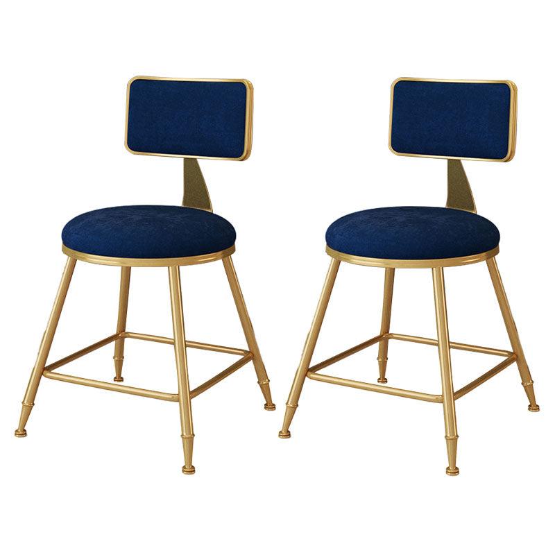 Scandinavian Round Barstools for Home Armless Stools with Metal Base Dark Blue 2 Piece Set Short Stool(18"H) Clearhalo 'Bar Furniture' 'Bar Stools' 'bar_stools' 'furn' 'furn_bar_stools' 'Furniture' 'furniture_bar_stools' 'Kitchen & Dining Furniture' 4807450