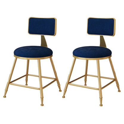 Scandinavian Round Barstools for Home Armless Stools with Metal Base Dark Blue 2 Piece Set Short Stool(18"H) Clearhalo 'Bar Furniture' 'Bar Stools' 'bar_stools' 'furn' 'furn_bar_stools' 'Furniture' 'furniture_bar_stools' 'Kitchen & Dining Furniture' 4807450