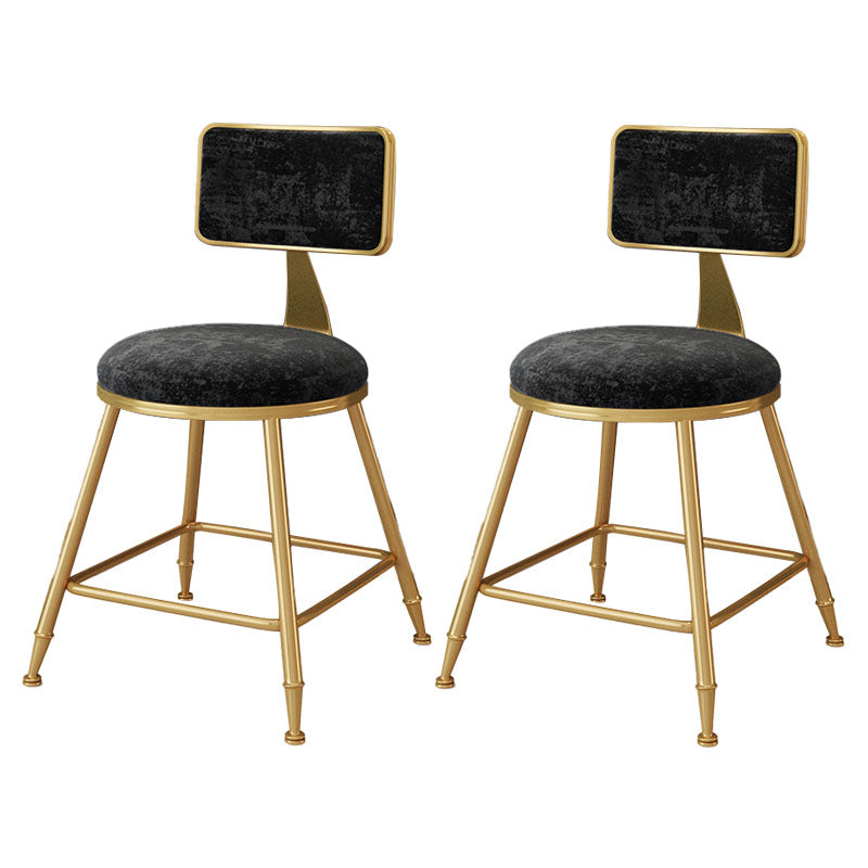 Scandinavian Round Barstools for Home Armless Stools with Metal Base Black 2 Piece Set Short Stool(18"H) Clearhalo 'Bar Furniture' 'Bar Stools' 'bar_stools' 'furn' 'furn_bar_stools' 'Furniture' 'furniture_bar_stools' 'Kitchen & Dining Furniture' 4807453
