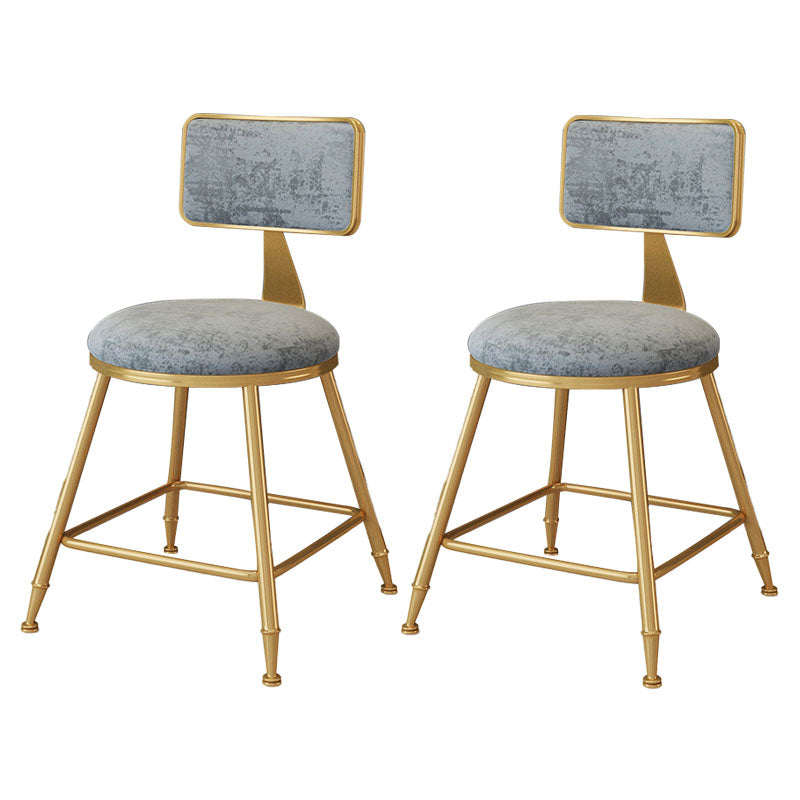 Scandinavian Round Barstools for Home Armless Stools with Metal Base Light Gray 2 Piece Set Short Stool(18"H) Clearhalo 'Bar Furniture' 'Bar Stools' 'bar_stools' 'furn' 'furn_bar_stools' 'Furniture' 'furniture_bar_stools' 'Kitchen & Dining Furniture' 4807455