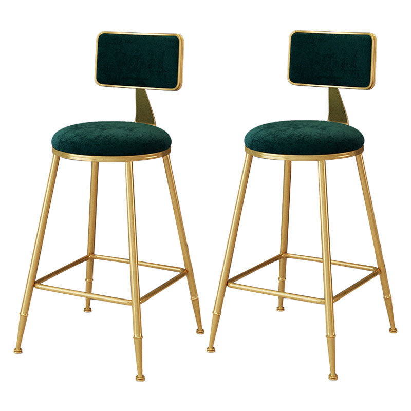 Scandinavian Round Barstools for Home Armless Stools with Metal Base Blackish Green 2 Piece Set Counter Stool(26"H) Clearhalo 'Bar Furniture' 'Bar Stools' 'bar_stools' 'furn' 'furn_bar_stools' 'Furniture' 'furniture_bar_stools' 'Kitchen & Dining Furniture' 4807456