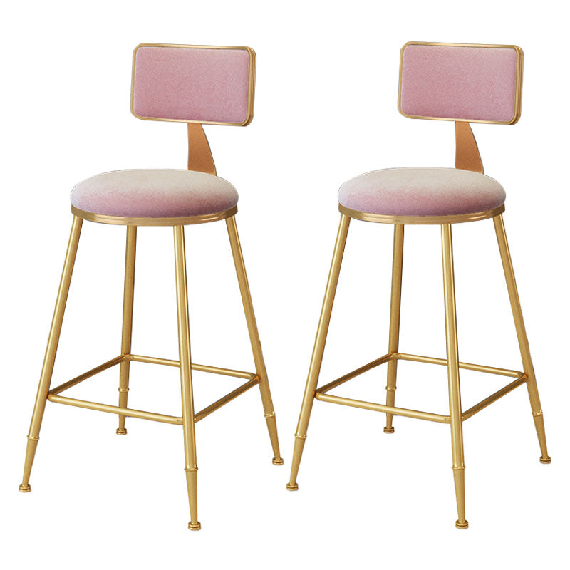 Scandinavian Round Barstools for Home Armless Stools with Metal Base Pink 2 Piece Set Counter Stool(26"H) Clearhalo 'Bar Furniture' 'Bar Stools' 'bar_stools' 'furn' 'furn_bar_stools' 'Furniture' 'furniture_bar_stools' 'Kitchen & Dining Furniture' 4807459