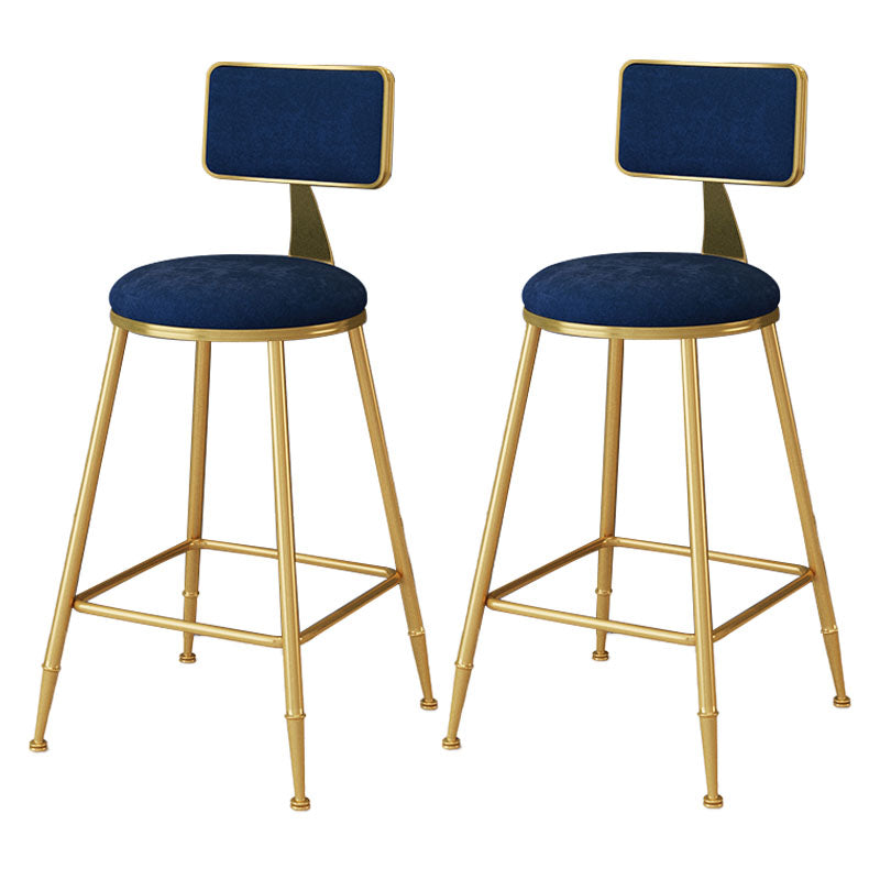 Scandinavian Round Barstools for Home Armless Stools with Metal Base Dark Blue 2 Piece Set Counter Stool(26"H) Clearhalo 'Bar Furniture' 'Bar Stools' 'bar_stools' 'furn' 'furn_bar_stools' 'Furniture' 'furniture_bar_stools' 'Kitchen & Dining Furniture' 4807462