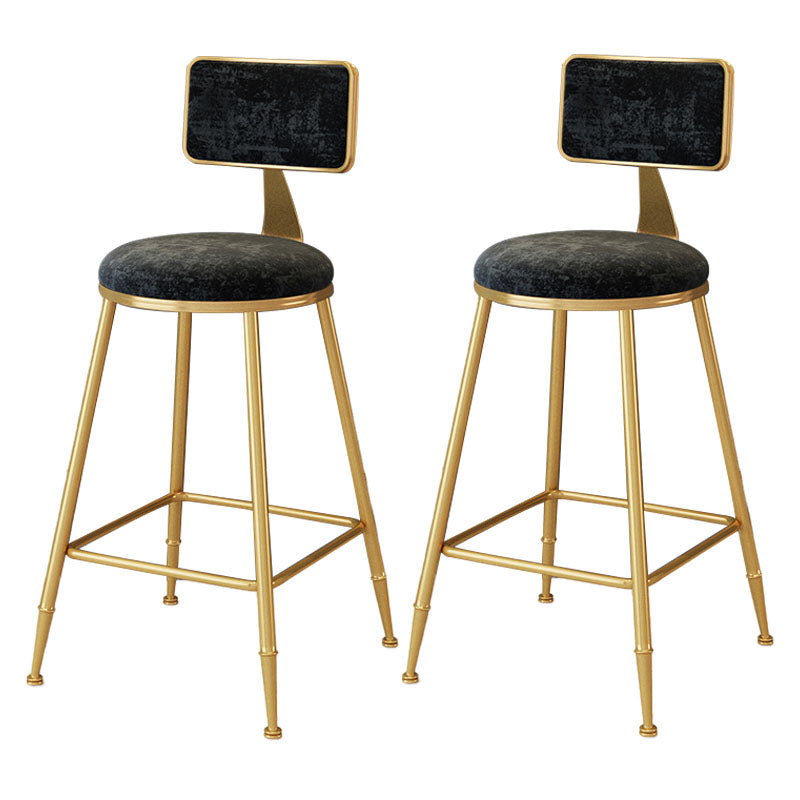 Scandinavian Round Barstools for Home Armless Stools with Metal Base Black 2 Piece Set Counter Stool(26"H) Clearhalo 'Bar Furniture' 'Bar Stools' 'bar_stools' 'furn' 'furn_bar_stools' 'Furniture' 'furniture_bar_stools' 'Kitchen & Dining Furniture' 4807465