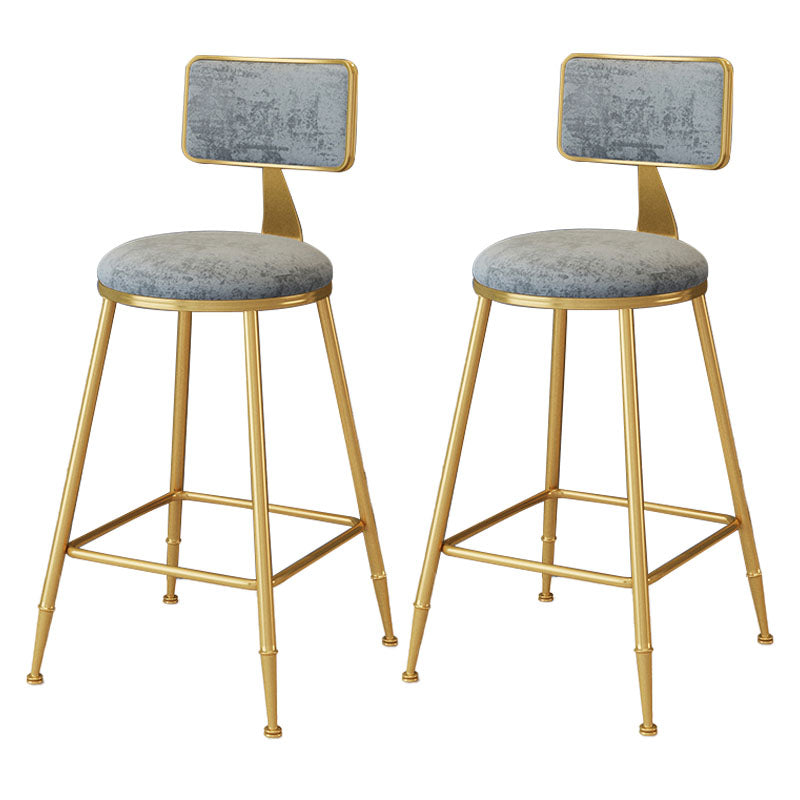 Scandinavian Round Barstools for Home Armless Stools with Metal Base Light Gray 2 Piece Set Counter Stool(26"H) Clearhalo 'Bar Furniture' 'Bar Stools' 'bar_stools' 'furn' 'furn_bar_stools' 'Furniture' 'furniture_bar_stools' 'Kitchen & Dining Furniture' 4807467