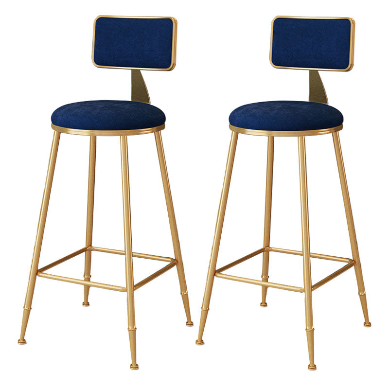 Scandinavian Round Barstools for Home Armless Stools with Metal Base Dark Blue 2 Piece Set Bar Stool(30"H) Clearhalo 'Bar Furniture' 'Bar Stools' 'bar_stools' 'furn' 'furn_bar_stools' 'Furniture' 'furniture_bar_stools' 'Kitchen & Dining Furniture' 4807472